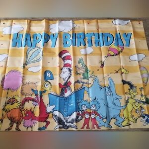 Dr. Seuss Happy Birthday Banner - Blue, Yellow, and Pink